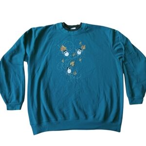 Country Store Leaves And Birds Glitter Grandma Sweatshirt Sz XL